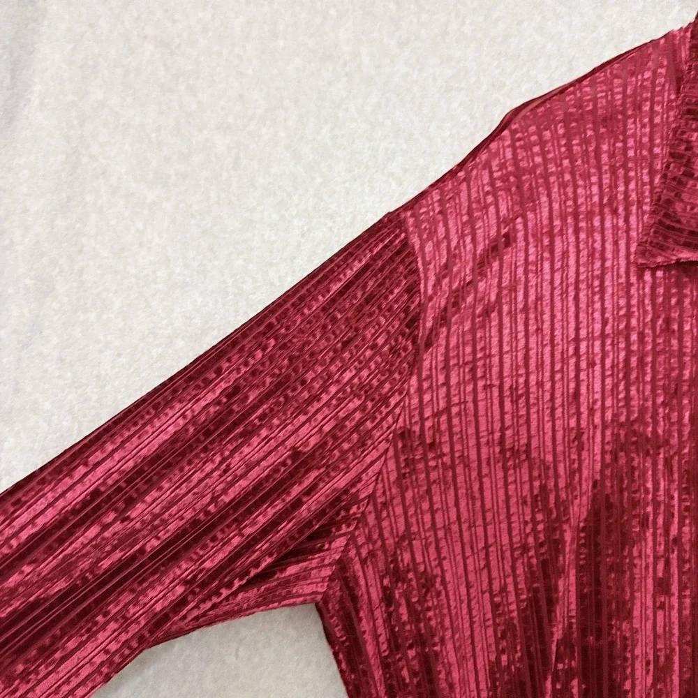 Umgee Womens Velvet Burnout Grunge Whimsigoth Button Top Size 2X Red Vamp Stripe - Picture 4 of 9